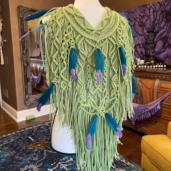 Handmade Macrame Crochet Tribal Headpiece - Picture 8 of 11